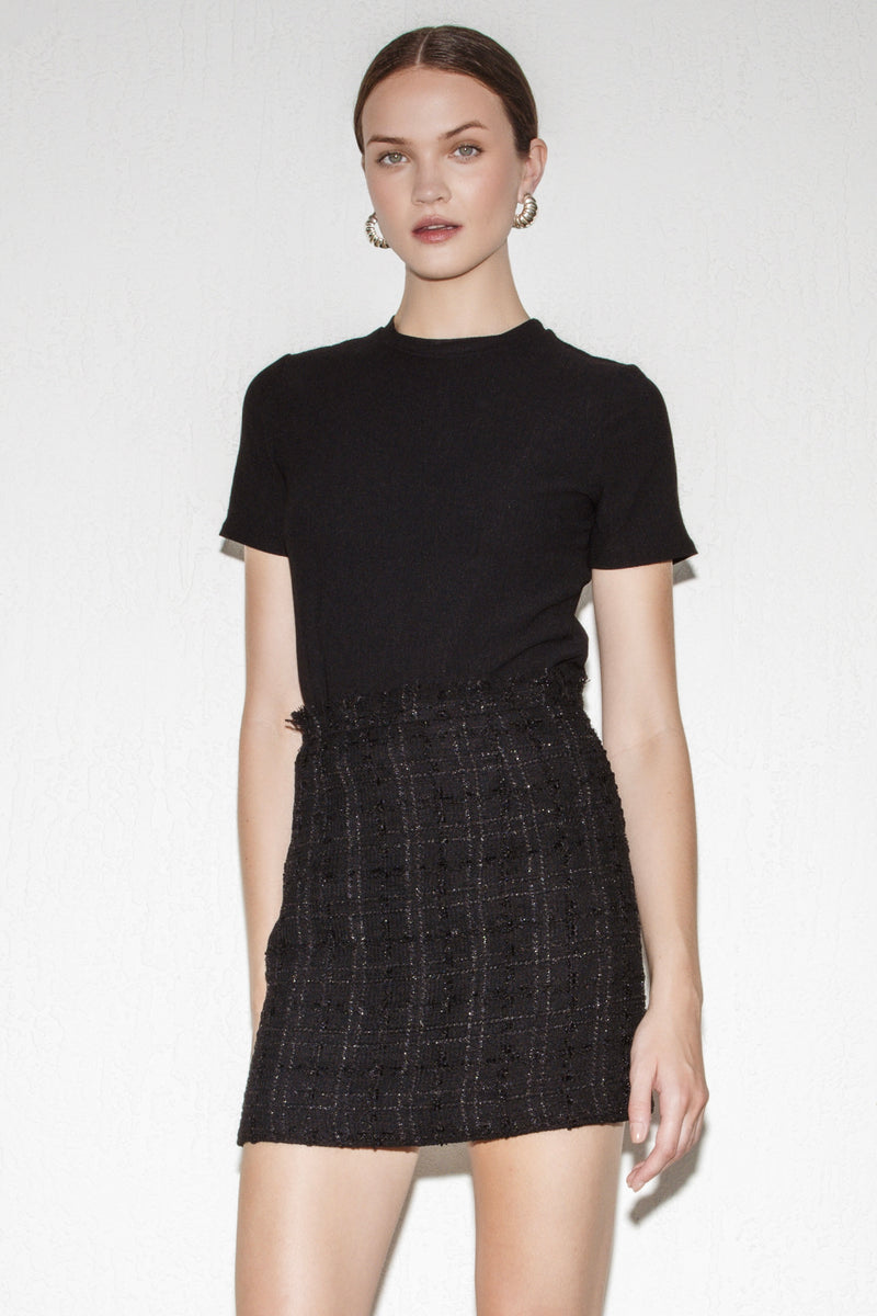 THE CARLTON MINI SKIRT BLACK TWEED