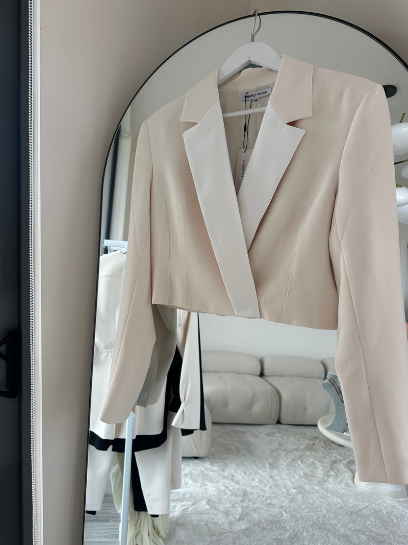 CARA CROPPED BLAZER IVORY / DIAMOND WHITE