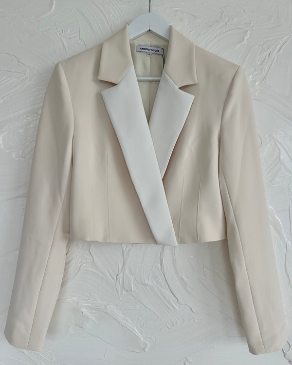 CARA CROPPED BLAZER IVORY / DIAMOND WHITE