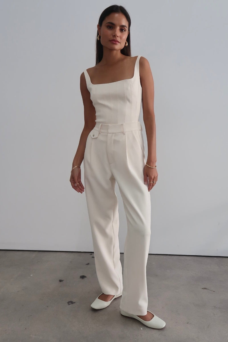 AMANDA PANT IVORY CREPE