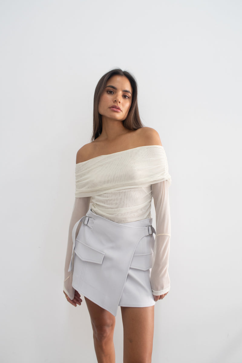 SUNSET MESH TOP IVORY