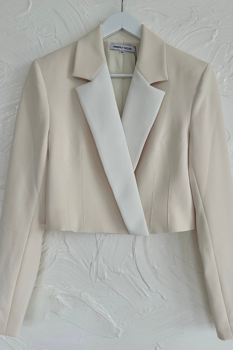 CARA CROPPED BLAZER IVORY / DIAMOND WHITE