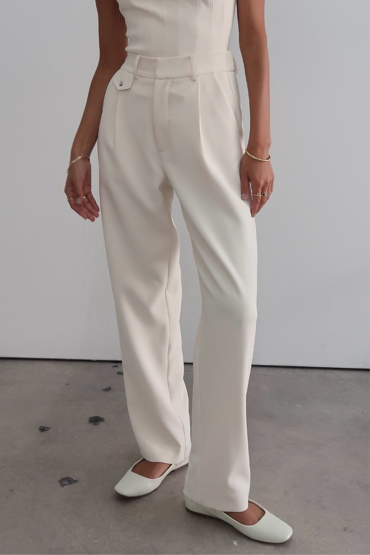 AMANDA PANT IVORY CREPE