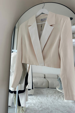CARA CROPPED BLAZER IVORY / DIAMOND WHITE