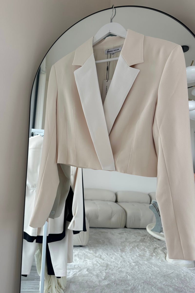CARA CROPPED BLAZER IVORY / DIAMOND WHITE